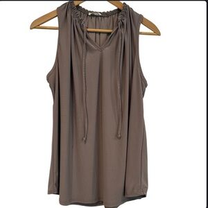Rae Republic Sleeveless Light Brown Tie Front Blouse Size XL